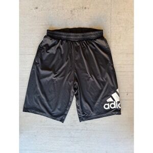 Adidas Athletic Shorts Big Logo Gym Training Workout Black Shorts M